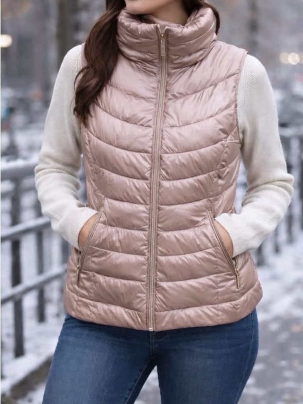 Calvin Klein Dusty Rose Quilted Puffer Vest
